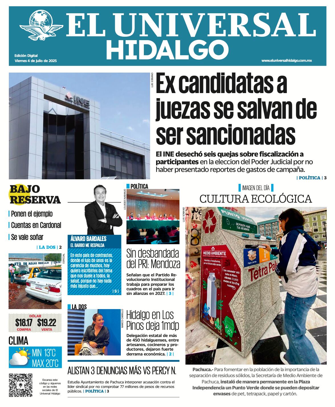 Portada El Universal Hidalgo 040725