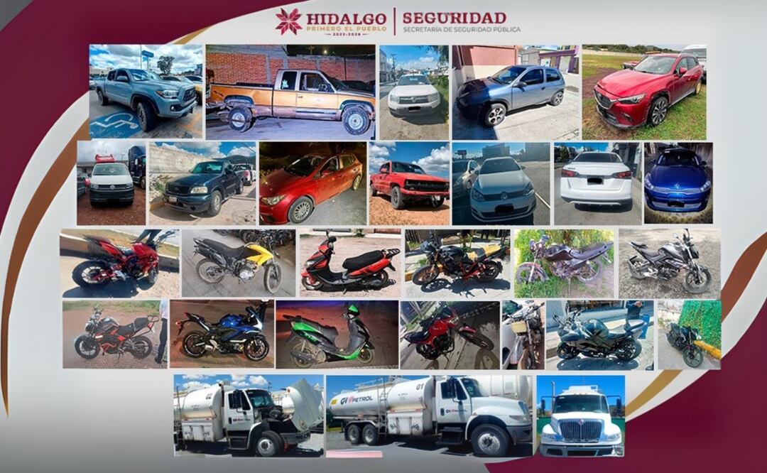 SSPH recupera 30 vehículos robados en Hidalgo durante la última semana | Foto: Secretaría de Seguridad Pública