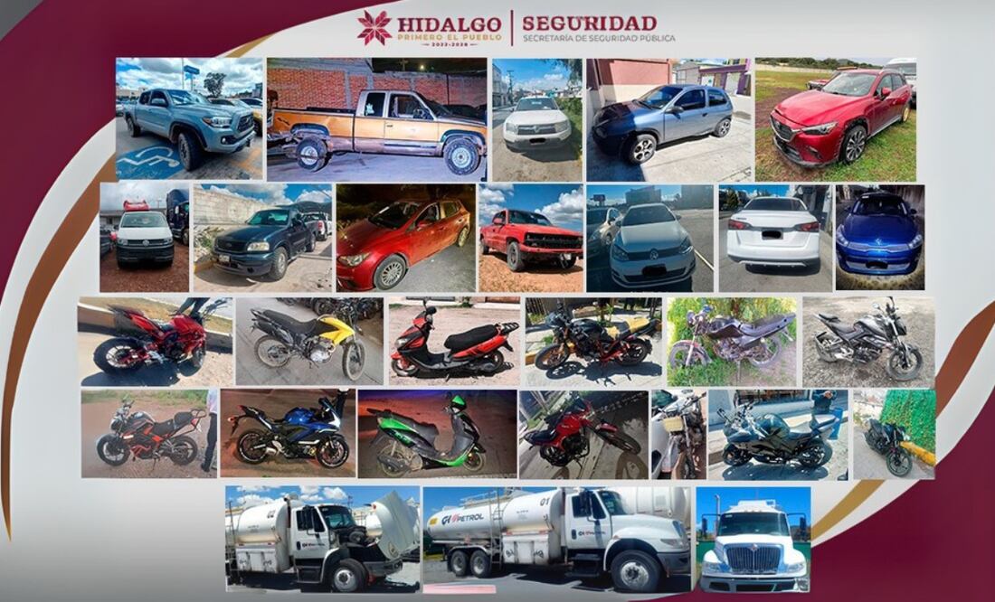 SSPH recupera 30 vehículos robados en Hidalgo durante la última semana | Foto: Secretaría de Seguridad Pública