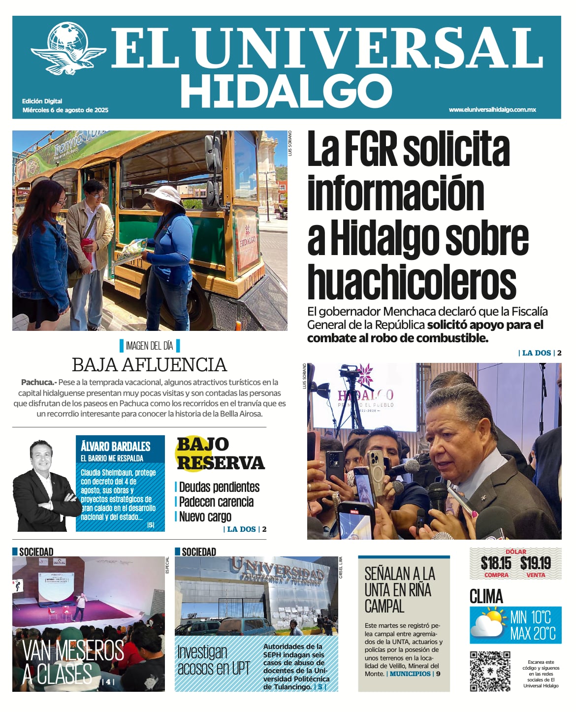 Portada El Universal Hidalgo 060825