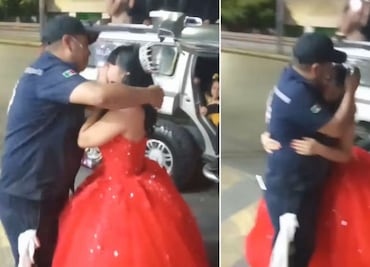 Papá no pudo asistir a XV años de su hija y lo sorprende en trabajo