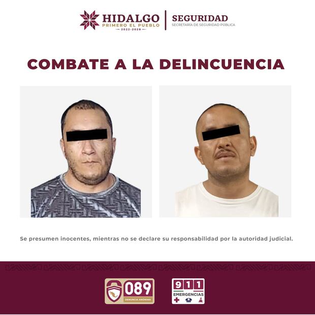 Detienen a dos hombres en operativos de seguridad con armas de fuego en Hidalgo | Fotos: SSPH