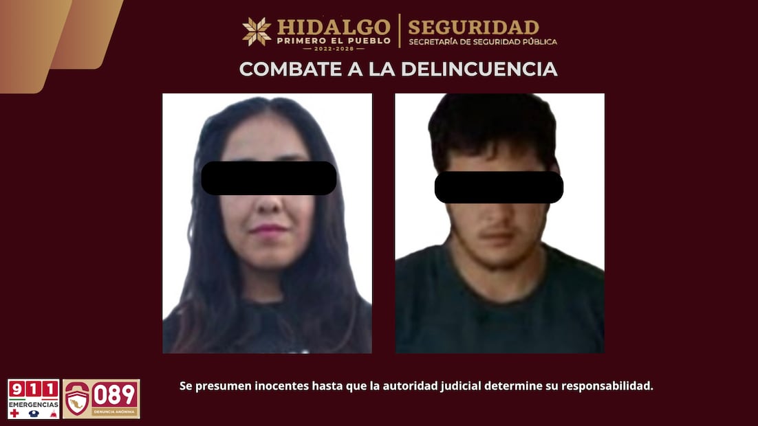 Dos detenidos por presunta posesión de droga en Hidalgo | Fotos: SSPH