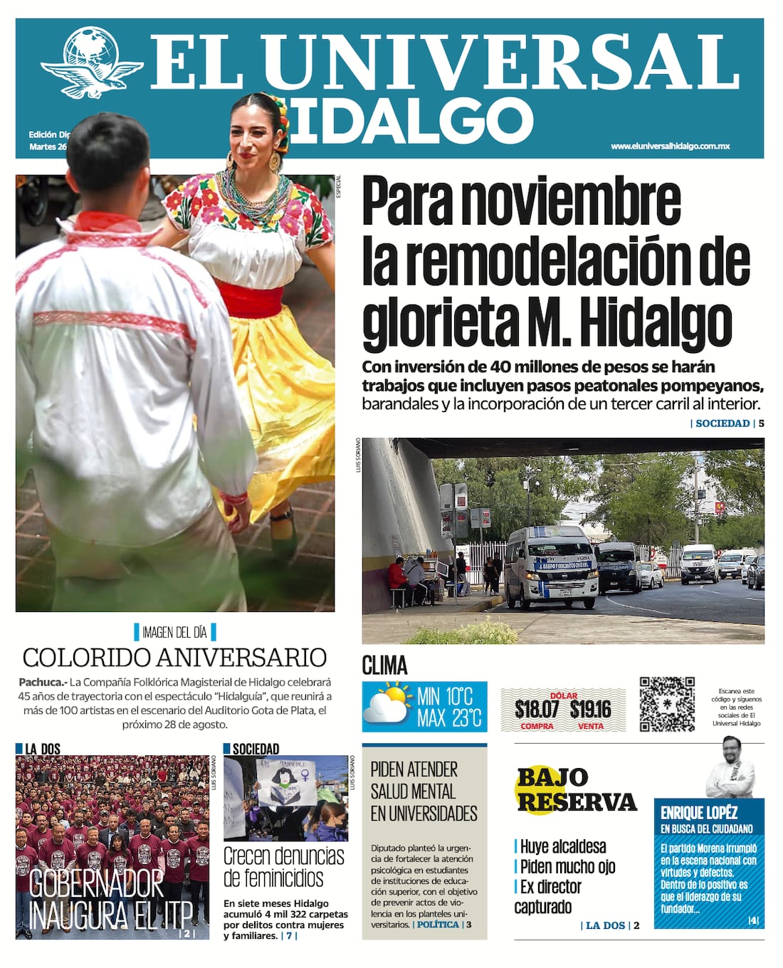 Portada El Universal Hidalgo 260825