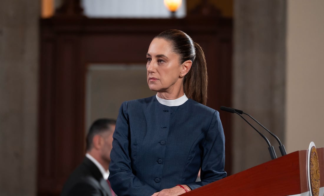 La presidenta de México, Claudia Shenbaum, en su conferencia de este lunes 3 de noviembre en Palacio Nacional.
Foto: Agencia EL UNIVERSAL/Presidencia/LCG