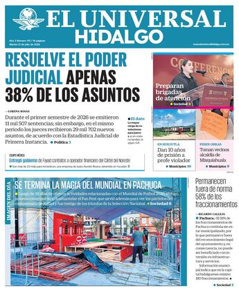 Portada El Universal Hidalgo 21/7/26