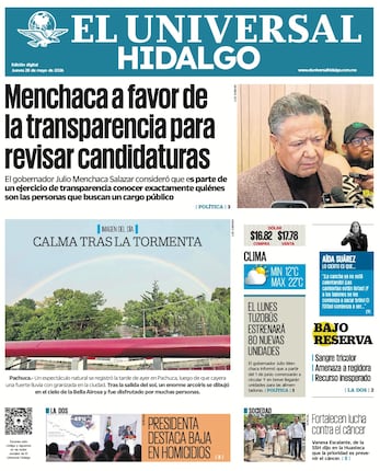 Portada El Universal Hidalgo 28/5/26