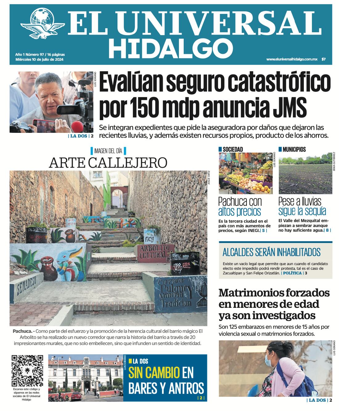 Portada El Universal Hidalgo  100724