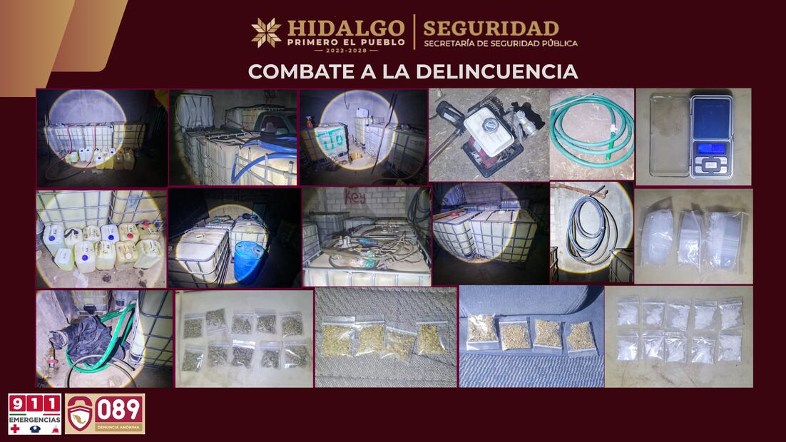Cateo en Tula deja hidrocarburo y droga asegurados | Foto: SSPH