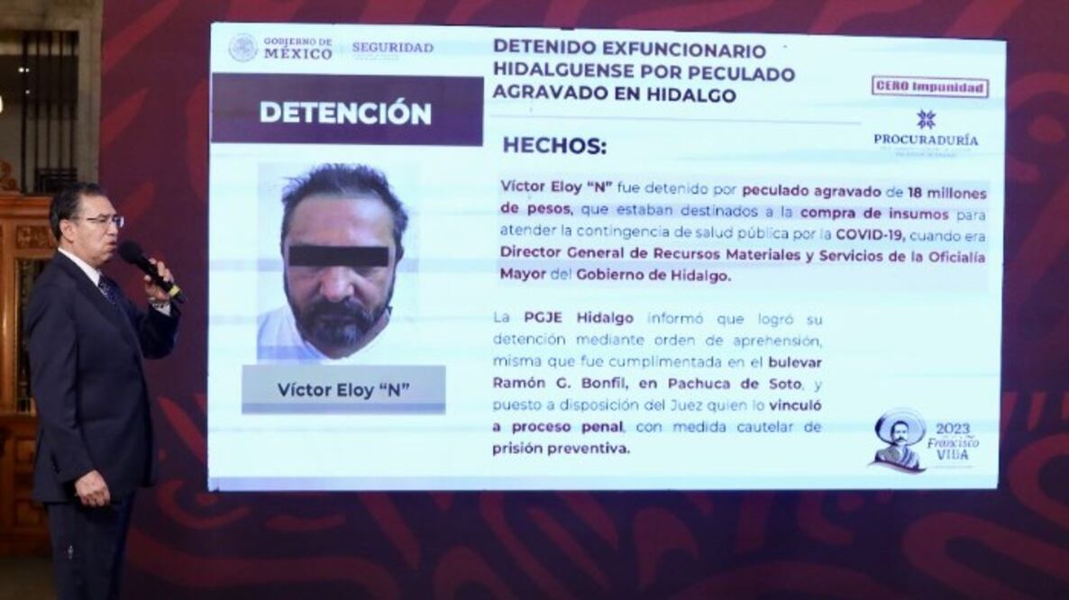 Víctor Eloy N fue detenido por peculado agravado de 18 millones de pesos que estaban destinado para la compra de insumos I Foto: Gobierno Federal