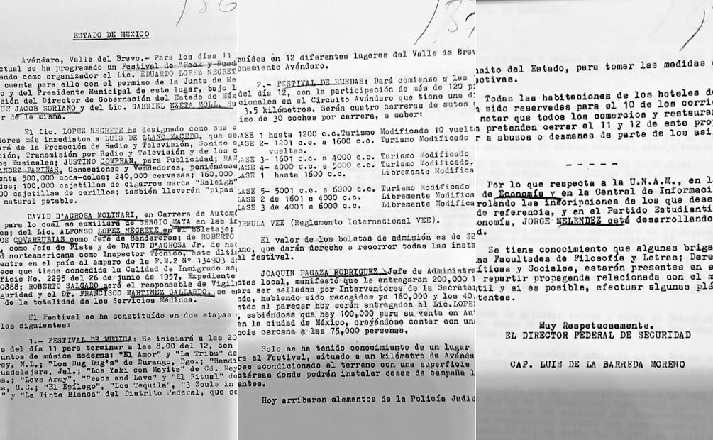 Festival de rock y ruedas de Avándaro: los reportes de la DFS