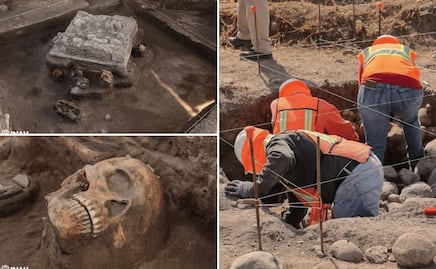 Descubren altar prehispánico durante obras del tren México-Querétaro