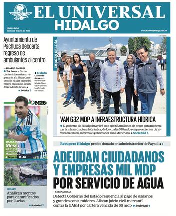 Portada El Universal Hidalgo 23/6/26