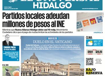 Portada El Universal Hidalgo 22/04/25