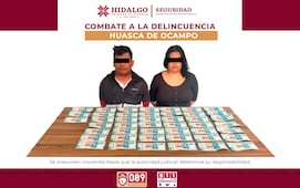 Detienen a pareja con $22 mil 500 en presuntos billetes falsos en Huasca