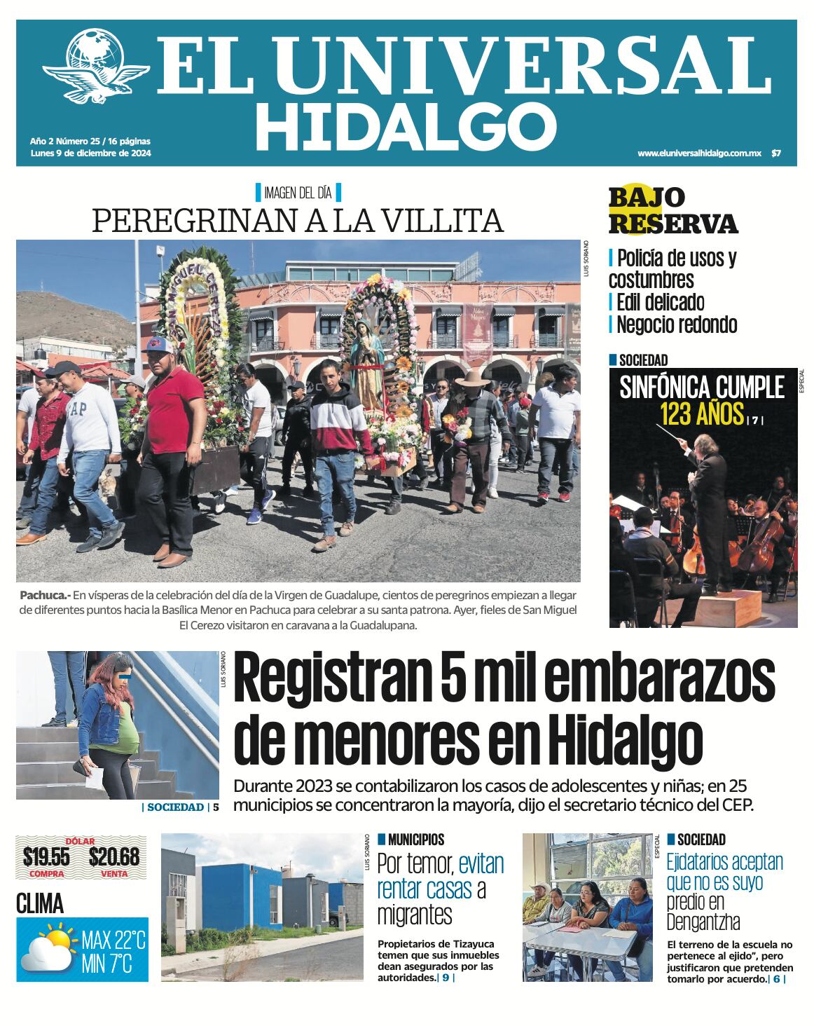 Portada EL Universal Hidalgo 091224