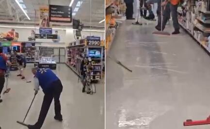 Lluvias provocan inundación y desalojo en Walmart de Pachuca