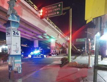 Choca auto contra base de puente en Venta Prieta