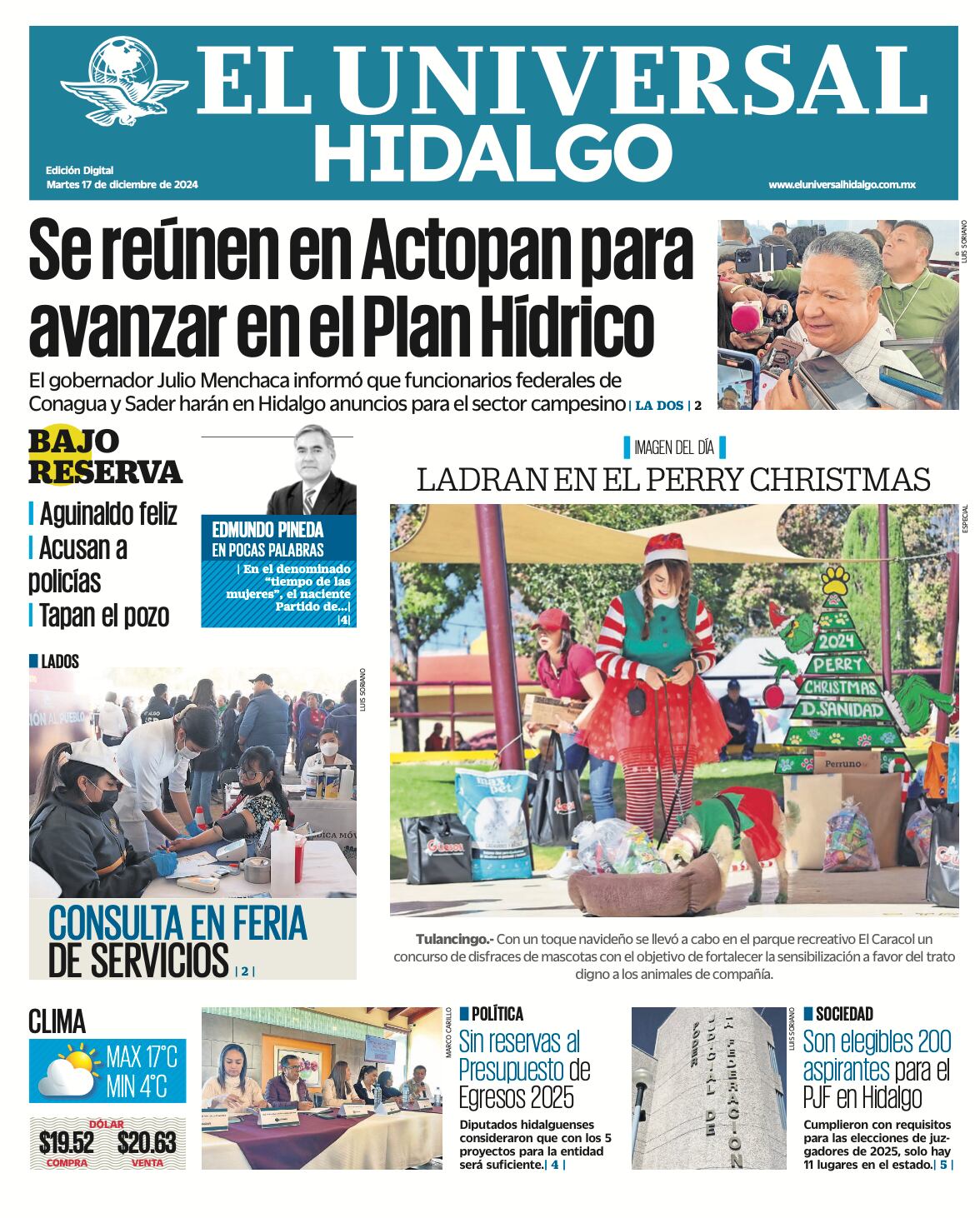 Portada El Universal Hidalgo 171224