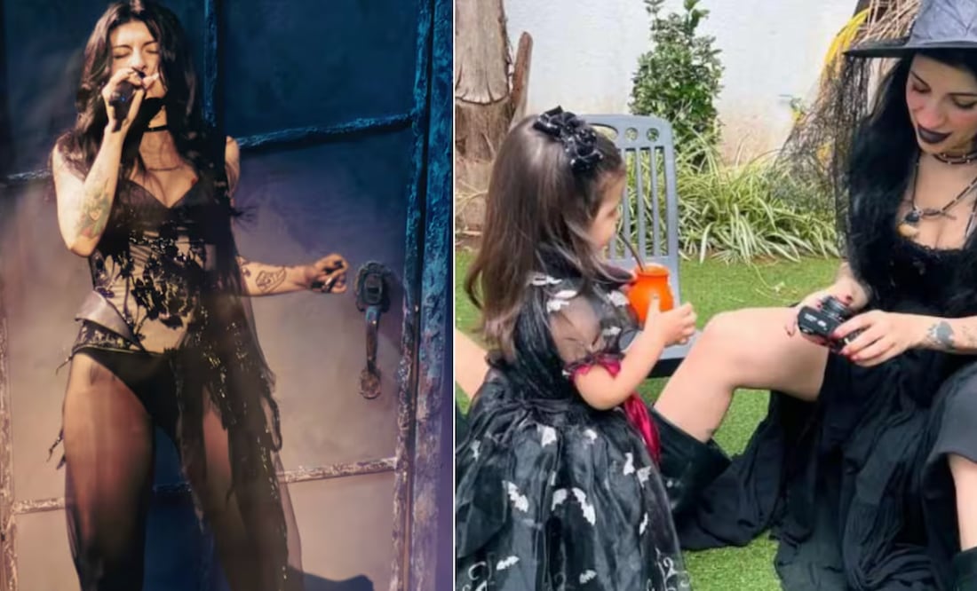 Cazzu celebró Halloween junto a Inti. Fotos: Instagram, vía @cazzu