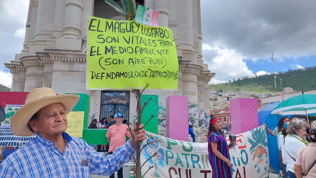 Protestan en Pachuca contra megaproyecto solar que amenaza magueyales y fauna en Hidalgo | Foto: Lorena Rosas