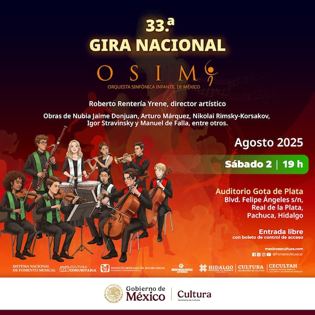 Orquesta Sinfónica Infantil de México llega a Pachuca con un concierto gratuito en el Gota de Plata | Cortesía: Cultura Hidalgo