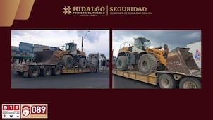Recuperan tractocamión con maquinaria pesada en Tula; hay dos detenidos