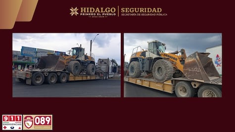 Recuperan tractocamión con maquinaria pesada en Tula; hay dos detenidos