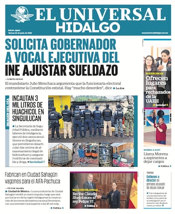 Portada El Universal Hidalgo 26/6/26