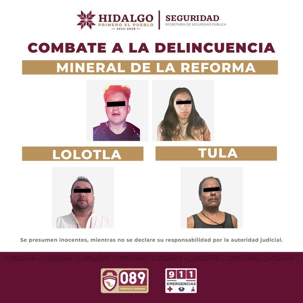 Aseguran armas de fuego y detiene a cuatro personas en operativos de seguridad en Hidalgo | Fotos: SSPH