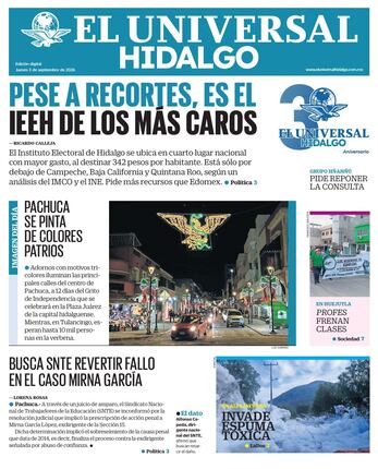 Portada El Universal Hidalgo 3/9/26