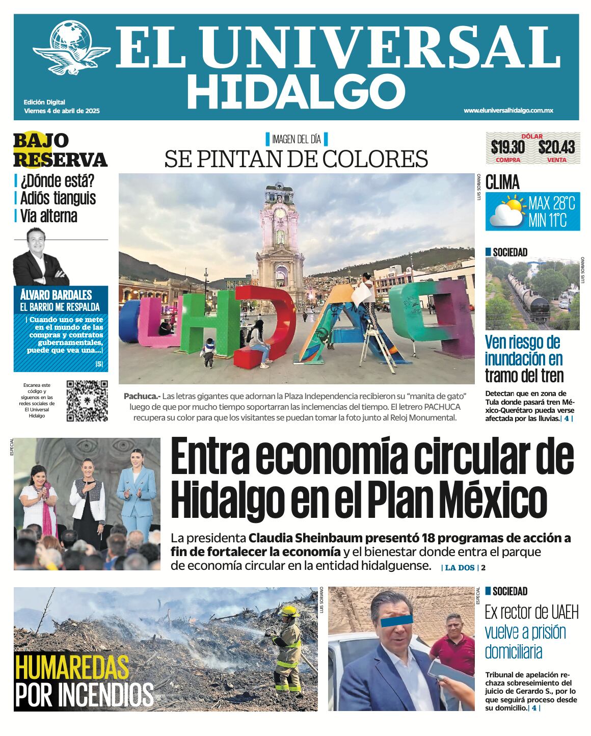 Portada El Universal Hidalgo 040425