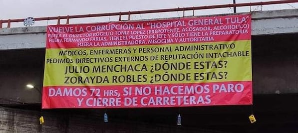 Empleados del Hospital General de Tula amagan con cerrar calles e irse a paro