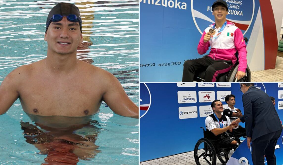 México 🇲🇽 logra el 1-2-3, en la final de 150m combinado individual varonil, en la Serie Mundial de Para Natación Fuji-Shizuoka 2025, en Japón I Foto: CONADE