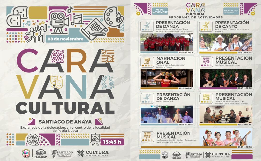 Flyers oficiales de la Caravana Cultural | Foto: Secretaría de Cultura