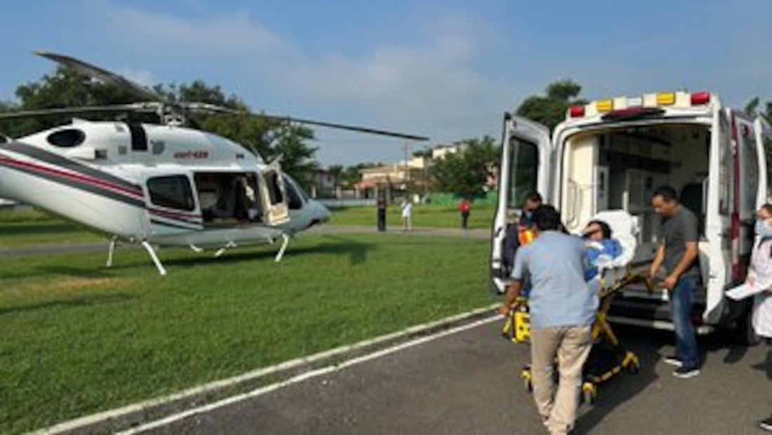 Trasladan de emergencia a joven de Huejutla a la CDMX en helicóptero del gobierno de Hidalgo | Foto: Especial