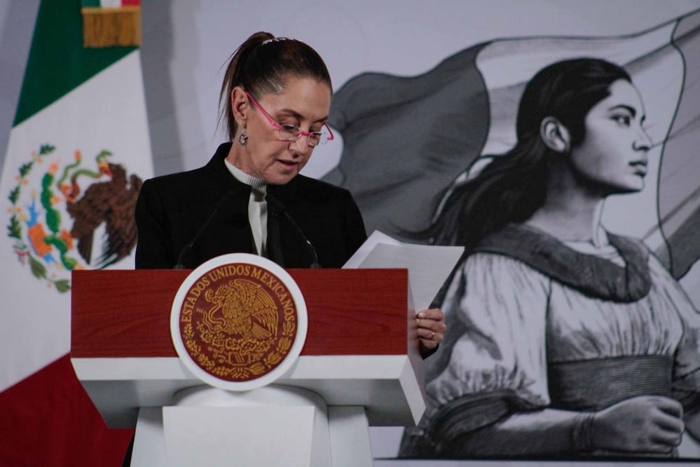 La presidenta Claudia Sheinbaum durante su conferencia matutina desde Palacio Nacional. Foto: Agencia EL UNIVERSAL/Santiago Reyes/RDB.