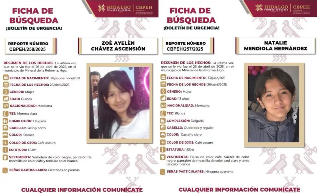 ¡Ayúdanos a encontrarlas! Fichas de búsqueda: CBPEH