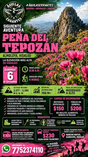 Una ruta entre bosque y roca volcánica | Facebook: Las Aguilas Errantes de Cuautepec