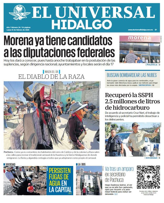 Portada El Universal Hidalgo 120224
