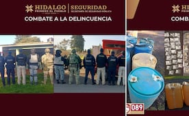 Aseguran hidrocarburo y presunta droga en operativos simultáneos en Singuilucan