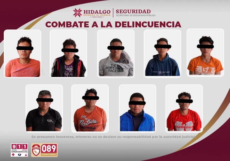 Aseguran a 10 personas por robo de tráiler y posible vínculo con huachicoleo en Atotonilco de Tula | Fotos: SSPH