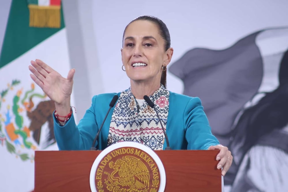 La presidenta Claudia Sheinbaum durante su conferencia matutina desde Palacio Nacional. Foto: Agencia EL UNIVERSAL/Luis Camacho/RDB.