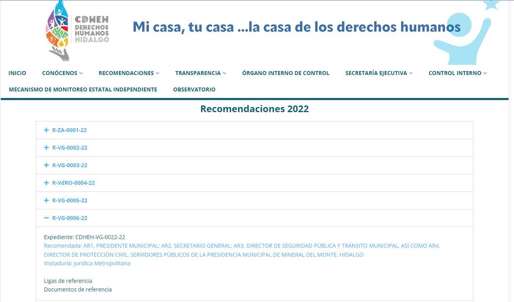 Recomendación R-VG-0006-22
