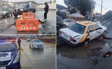 Taxi “naufraga” en un megabache en Mineral de la Reforma 
