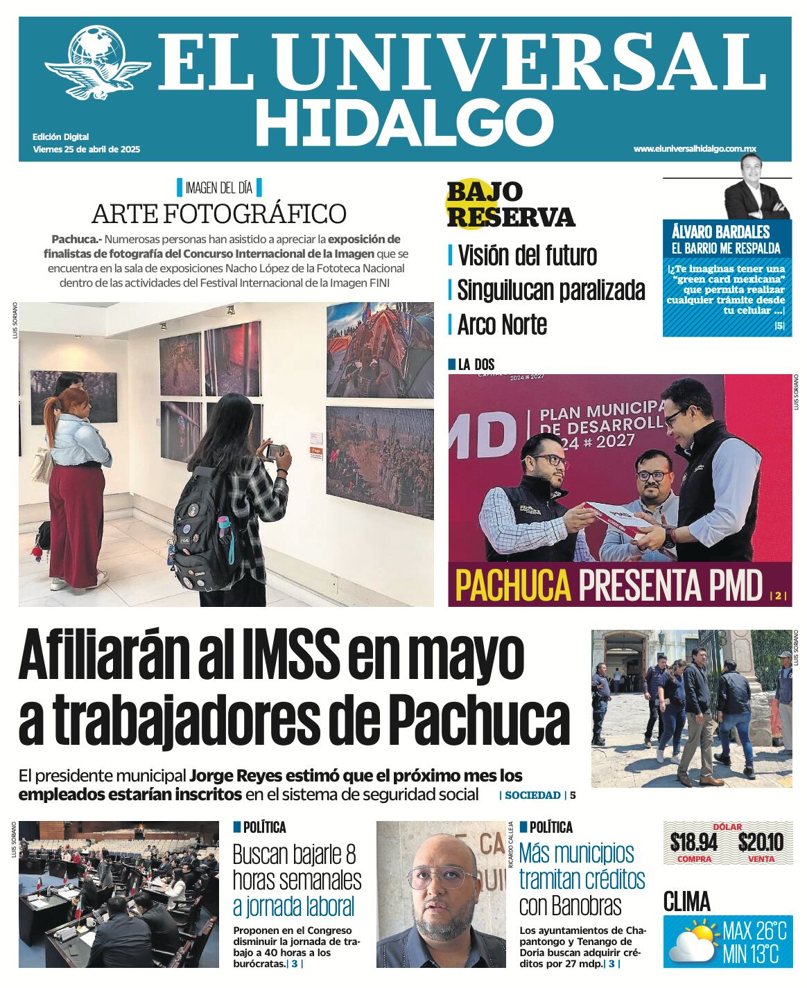 Portada El Universal Hidalgo 250425