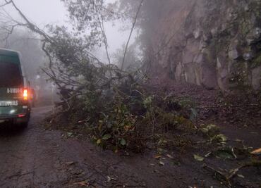 Derrumbe bloquea parcialmente la carretera México-Tampico en Tlanchinol