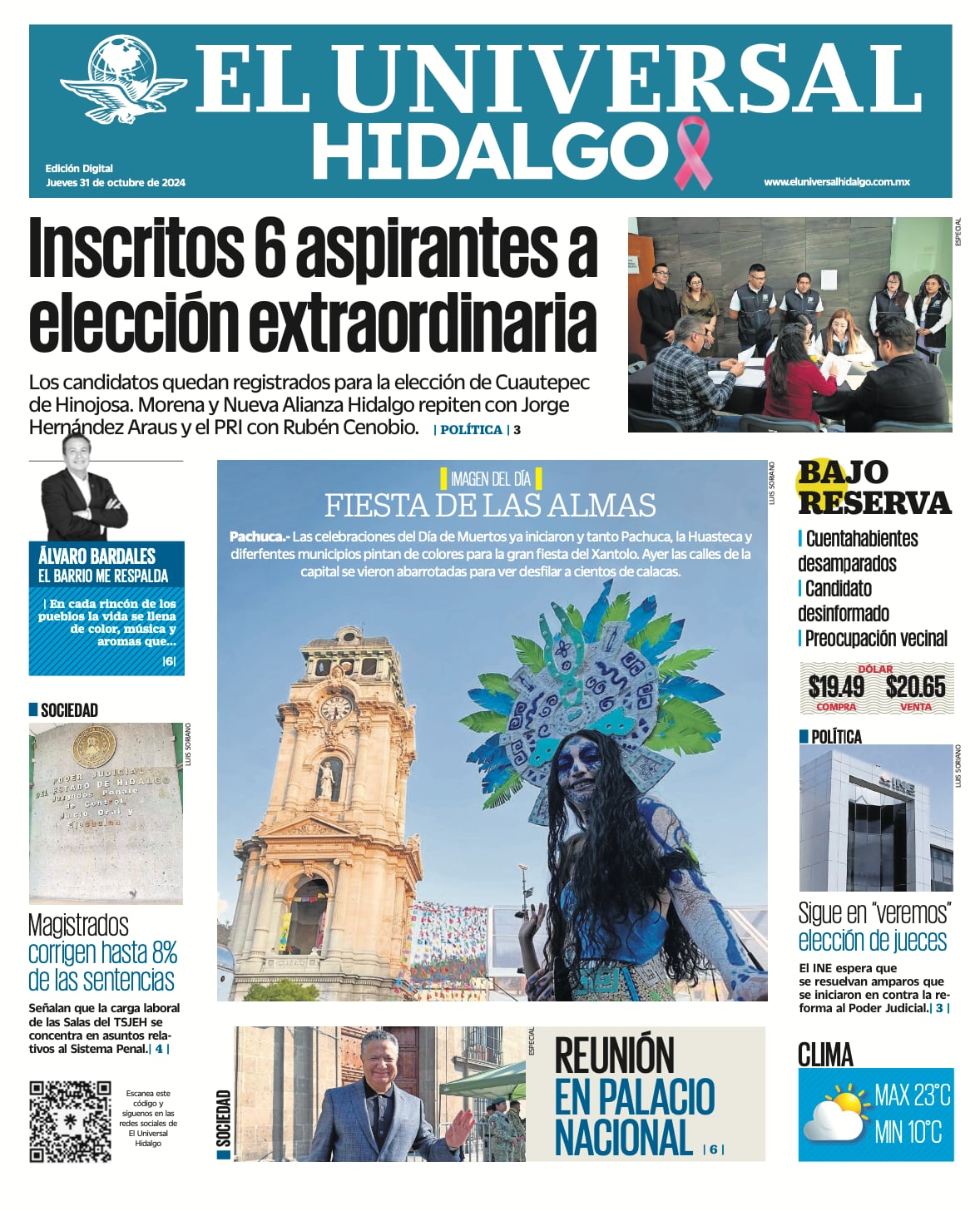 Portada El Universal Hidalgo 311024