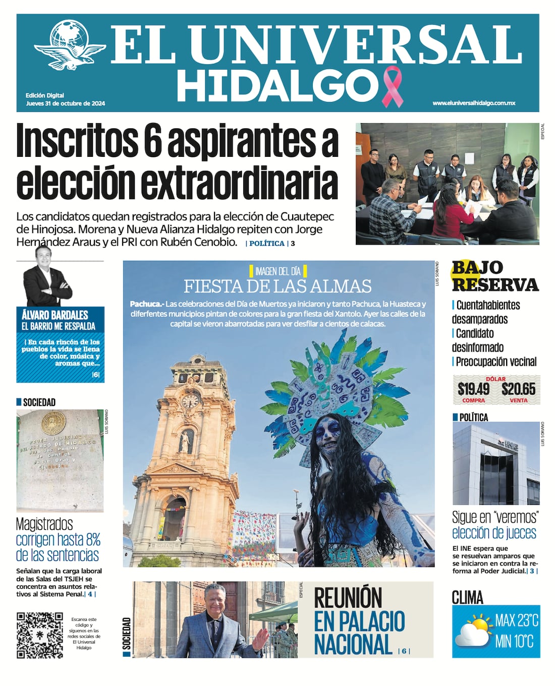 Portada El Universal Hidalgo 311024