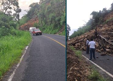 Deslave provoca cierre de carretera en el municipio de Chapulhuacán